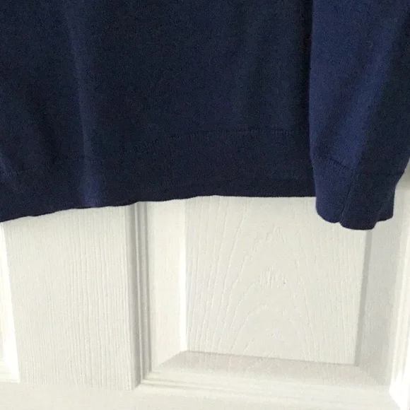 Land’s Ends 100% Supima Cotton Navy Blue Sweater. Medium Petite - Picture 6 of 6